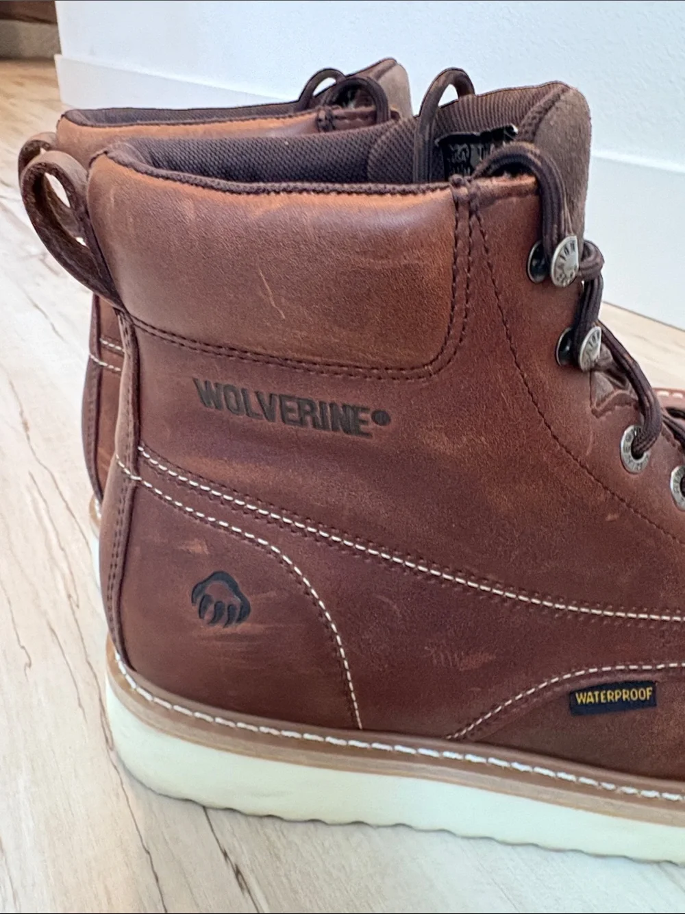 Wolverine Brown Leather Moc Toe Waterproof Work Boots
